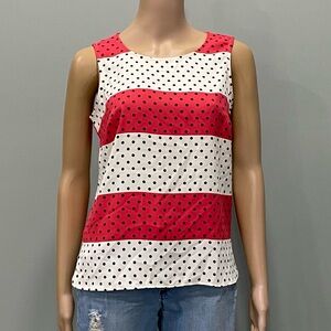 Talbots Red and White Polka Dot Sleeveless Top Small Petite